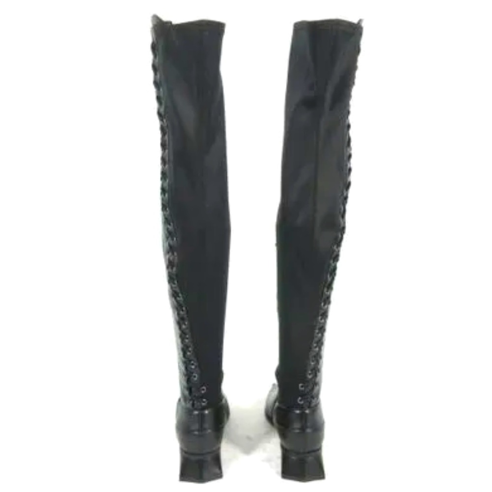 BCBGMAXAZRIA Larya Over The Knee Thigh High Leather Boots 37.5 Black New NEW - Picture 3 of 3